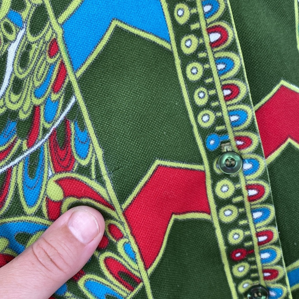 Vintage 70s Psychedelic Top Women’s Medium Ethnic Disco Hippie Bird Trippy Crane - Picture 9 of 17